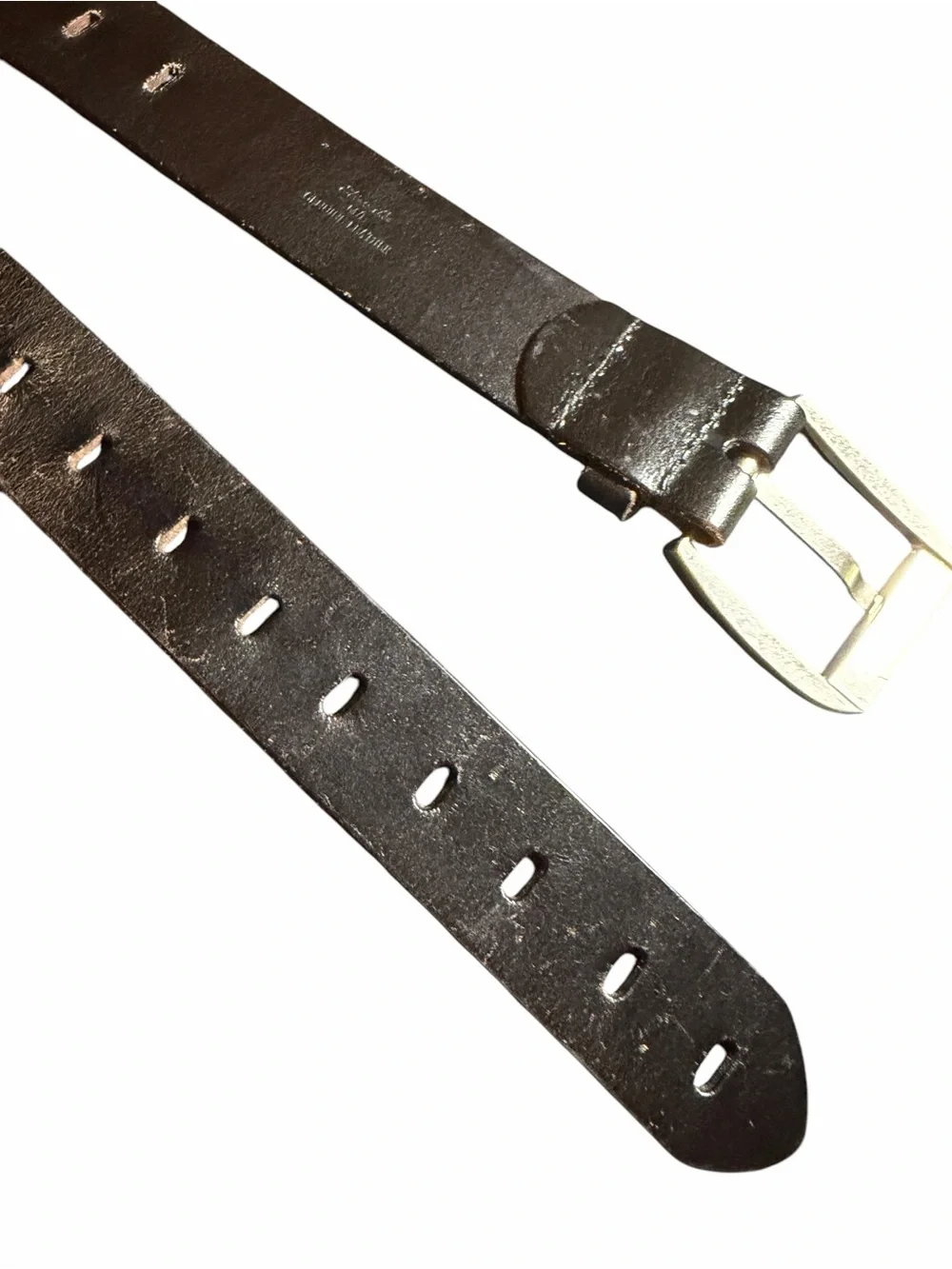 Classic Men's Brown M/L Leather Belt with Silver Buckle